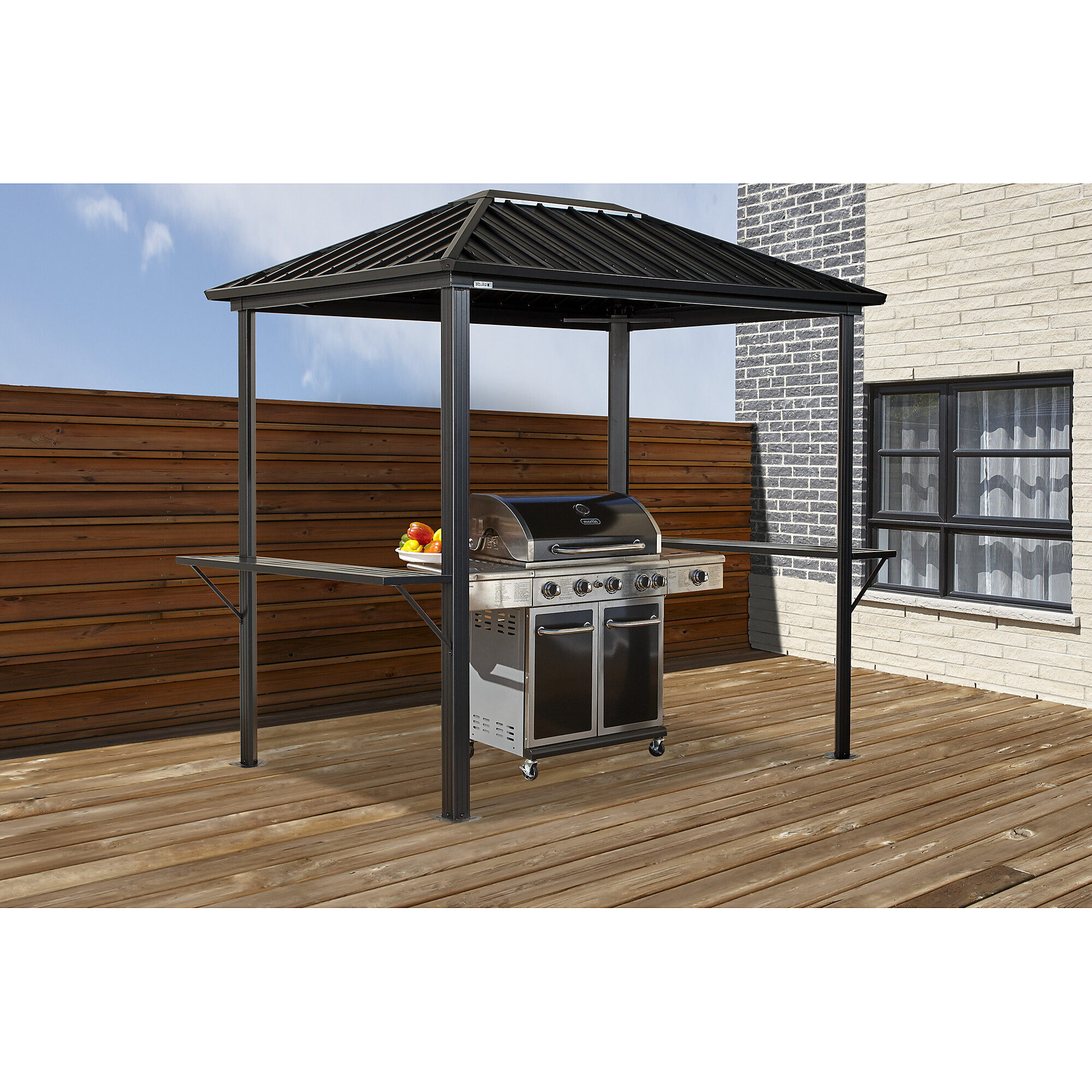 Sojag Dakota BBQ Gazebo - 6ft. x 8ft., Galvanized Steel Roof, Aluminum Frame, Black, Model# 500-9168792